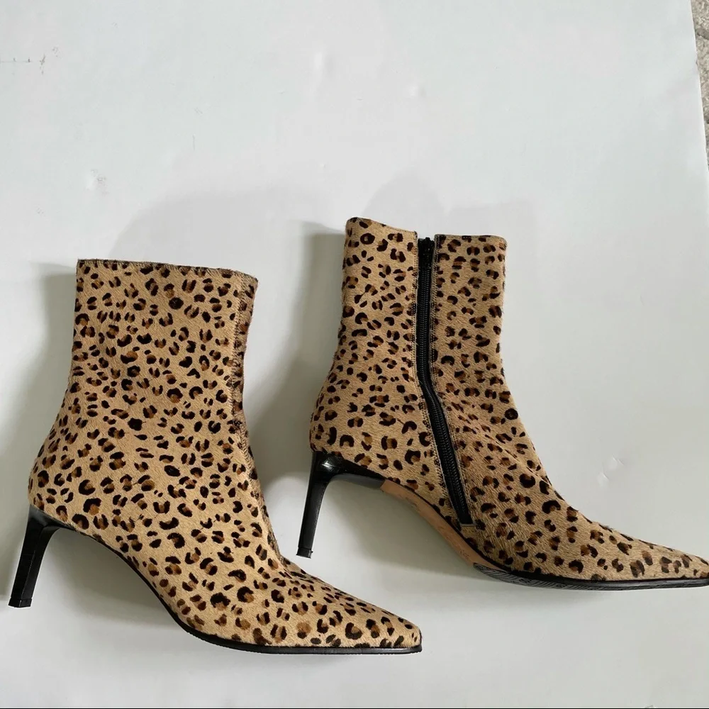 Bernardo Calf Hair Leopard Print Stiletto Boots - Picture 5 of 15